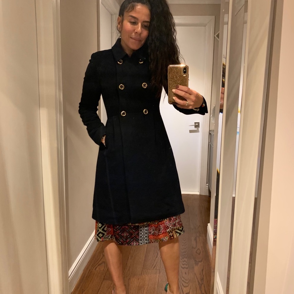🔥J.Crew Double Cloth Double Breasted Navy Coat😍 - Picture 5 of 8